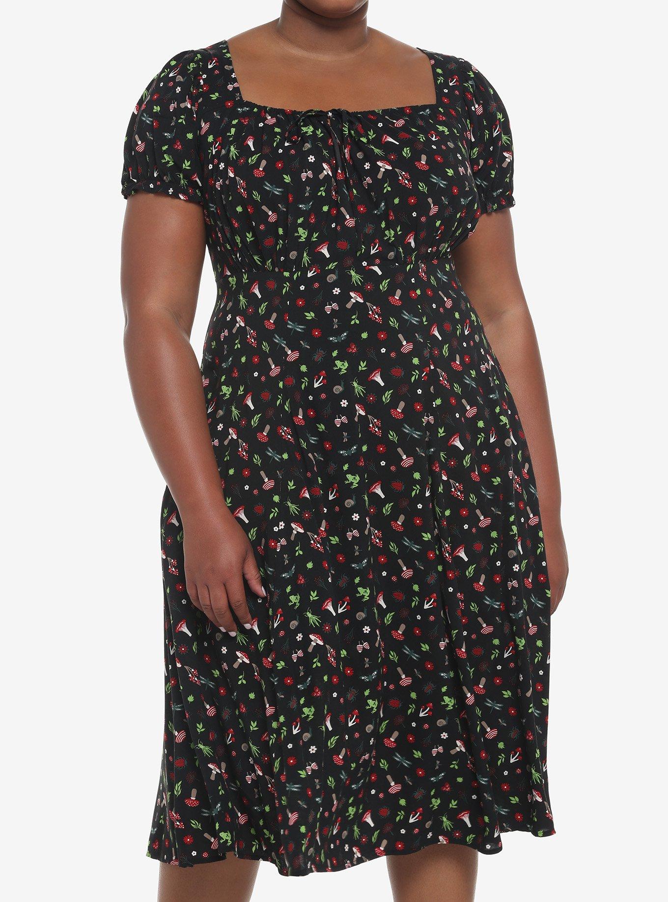 Cottage Critters Empire Midi Dress Plus Size, MULTI, hi-res