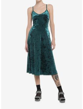 Green Velvet Midi Slip Dress, , hi-res