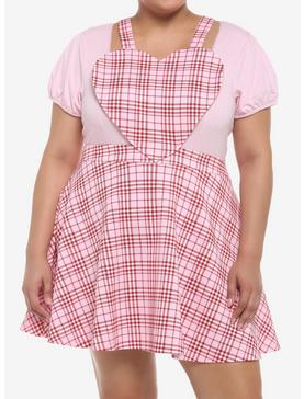 Pink & Red Plaid Heart Skirtall Plus Size, , hi-res