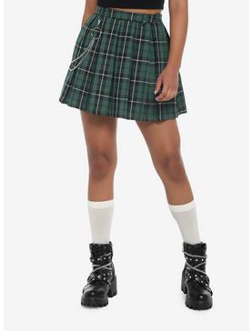 Green Plaid Chain Mini Skirt, , hi-res