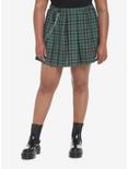 Green Plaid Chain Mini Skirt Plus Size, PLAID - GREEN, hi-res