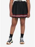 Red & White Varsity Stripe Pleated Skirt Plus Size, BLACK, hi-res