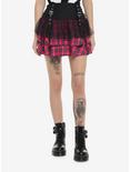 Hot Pink Tartan & Mesh Tiered Skirt, PLAID - PINK, hi-res