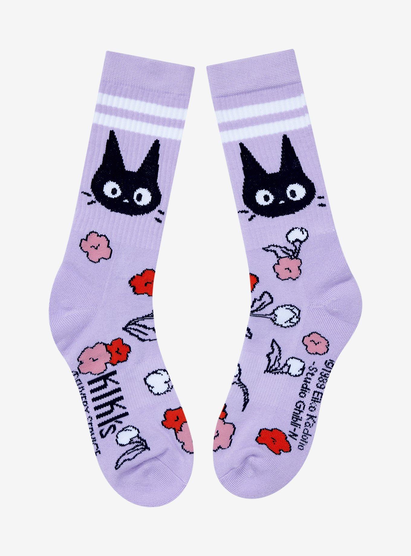 Studio Ghibli Kiki's Delivery Service Jiji Flowers Crew Socks, , hi-res