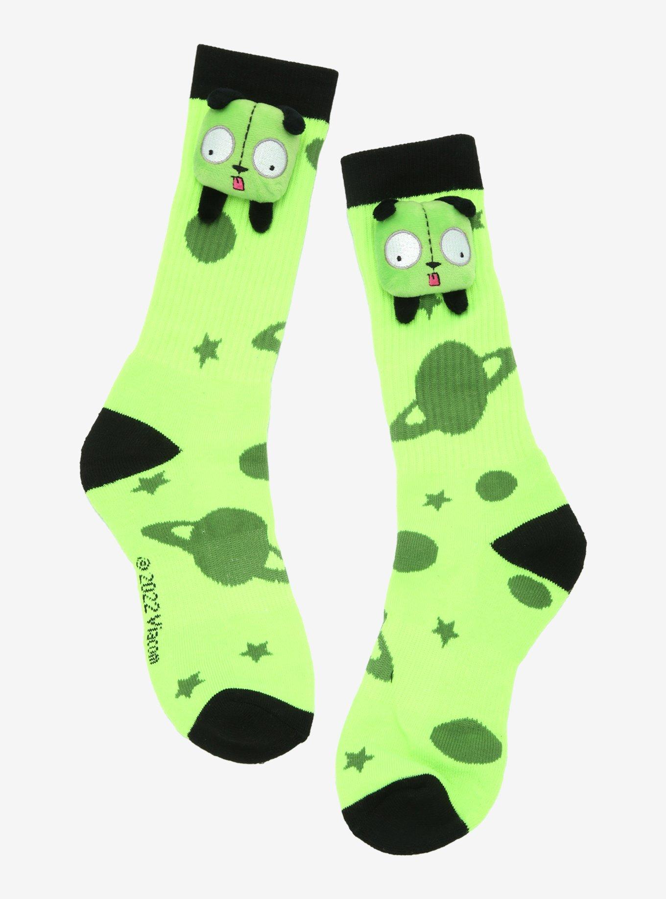 Invader Zim GIR Planets 3D Plush Crew Socks, , hi-res