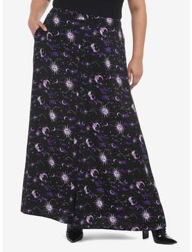 Celestial Print Maxi Skirt Plus Size, , hi-res