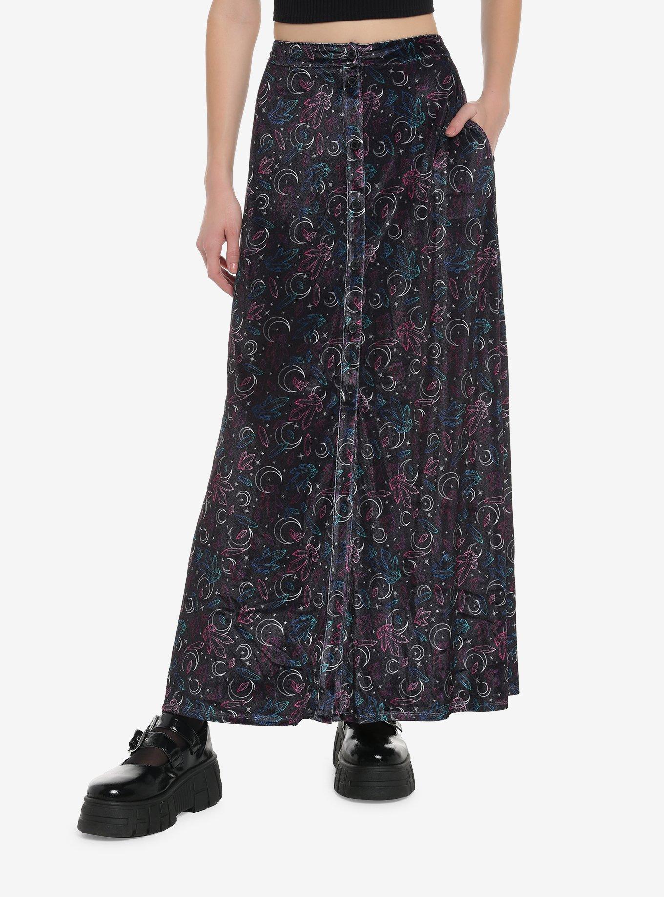 Mystic Crystals Velvet Maxi Skirt, MULTI, hi-res