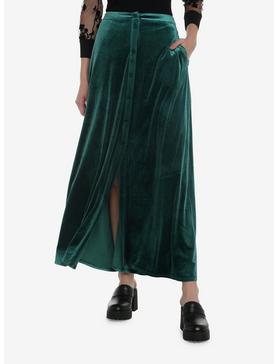 Green Velvet Maxi Skirt, , hi-res