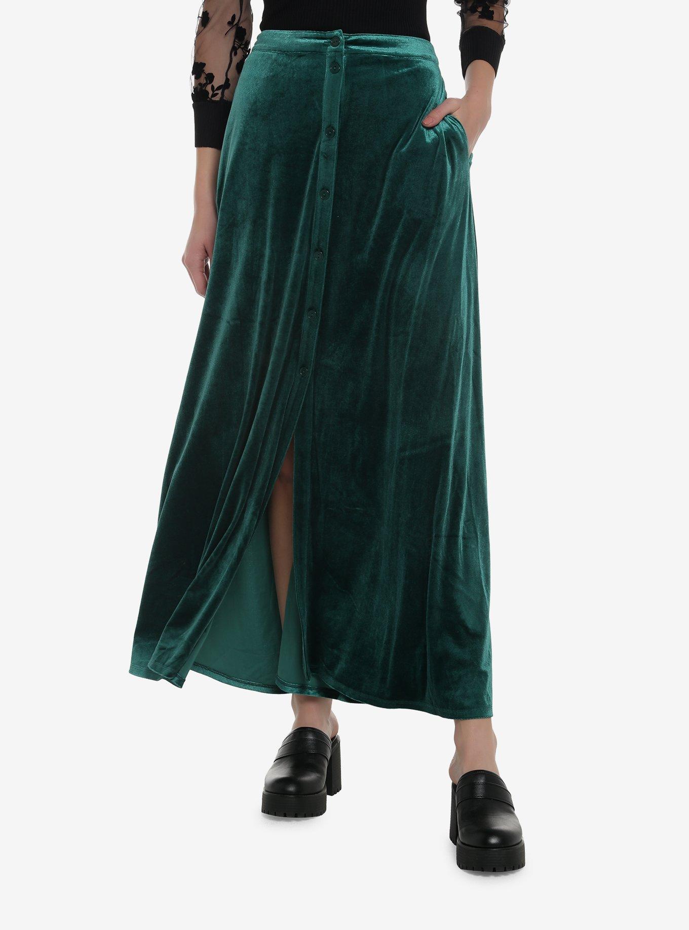 Green Velvet Maxi Skirt Hot Topic 8045