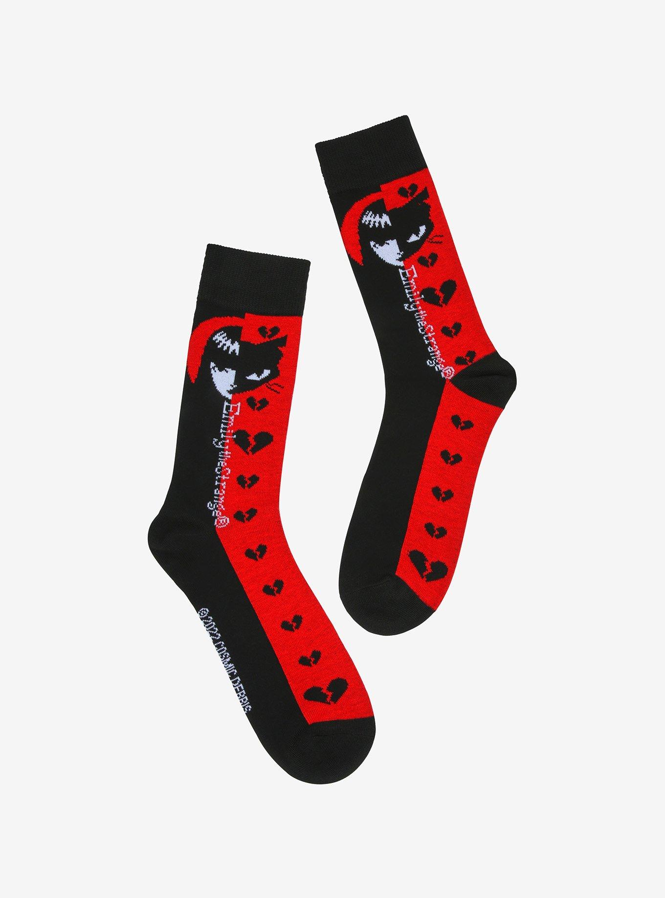 Emily The Strange Split Crew Socks, , hi-res