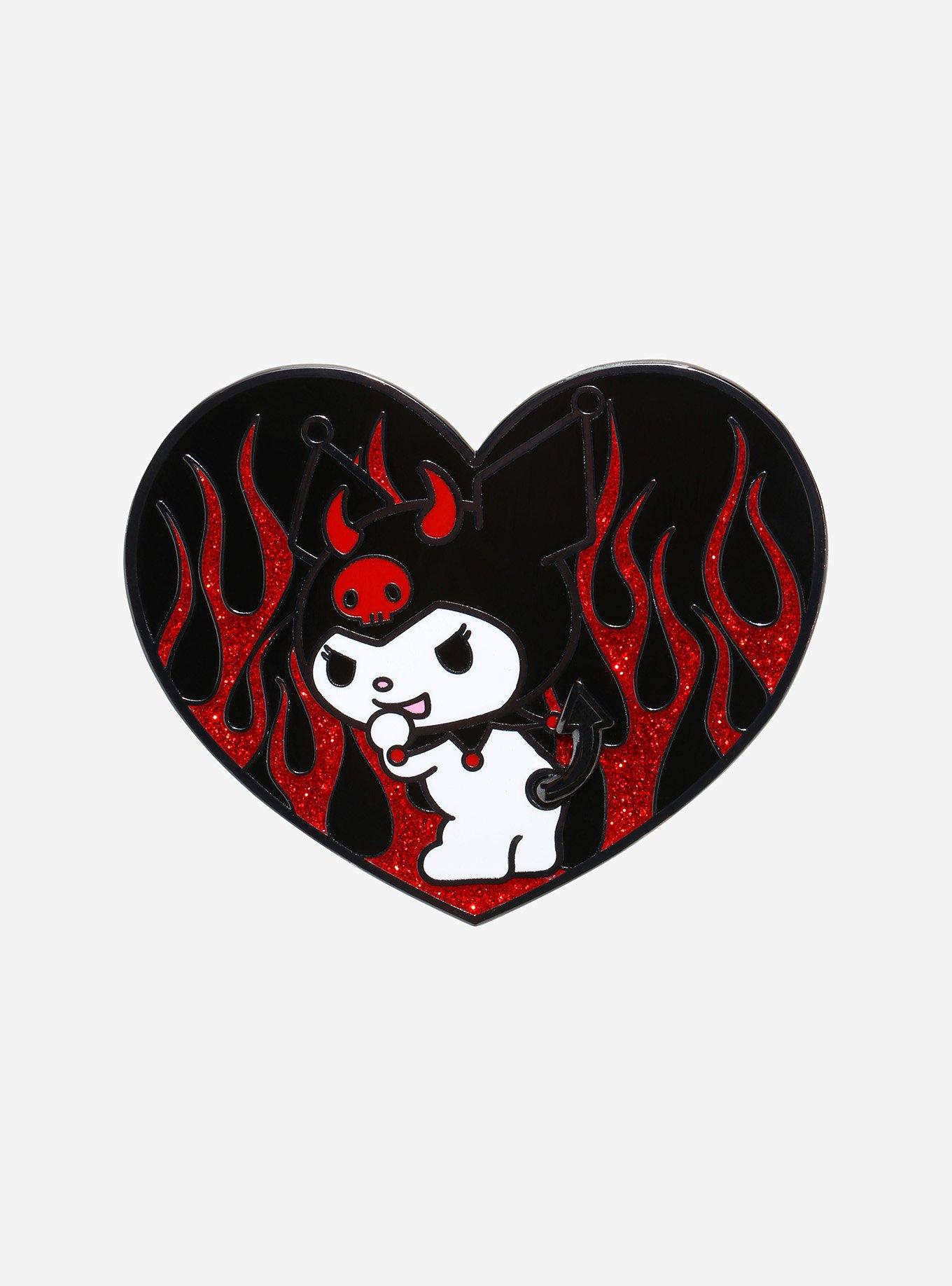 Loungefly Sanrio Kuromi Devil Heart Moving Enamel Pin 2022 HT Expo Exclusive, , hi-res