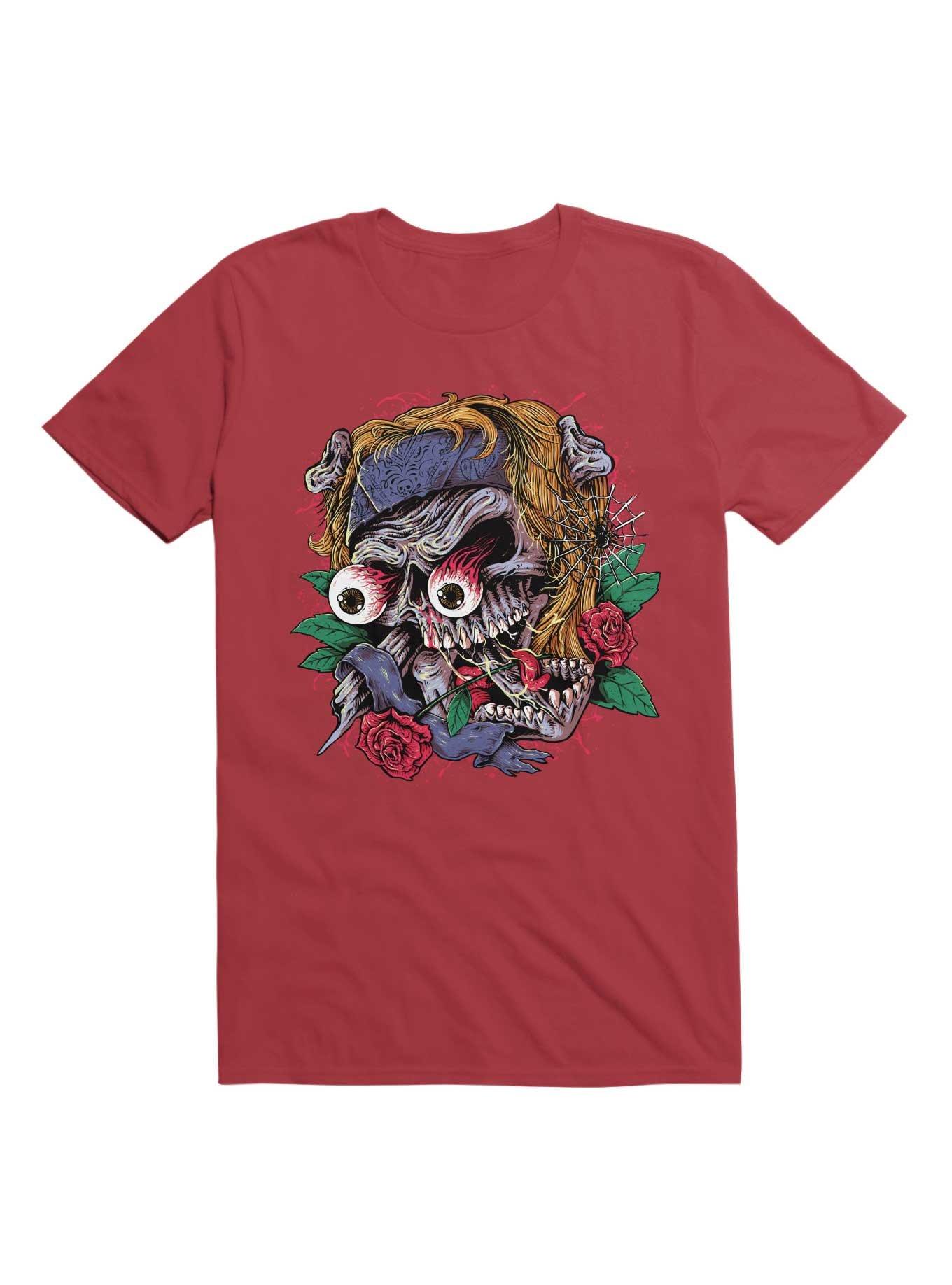 Rock Skull T-Shirt, RED, hi-res