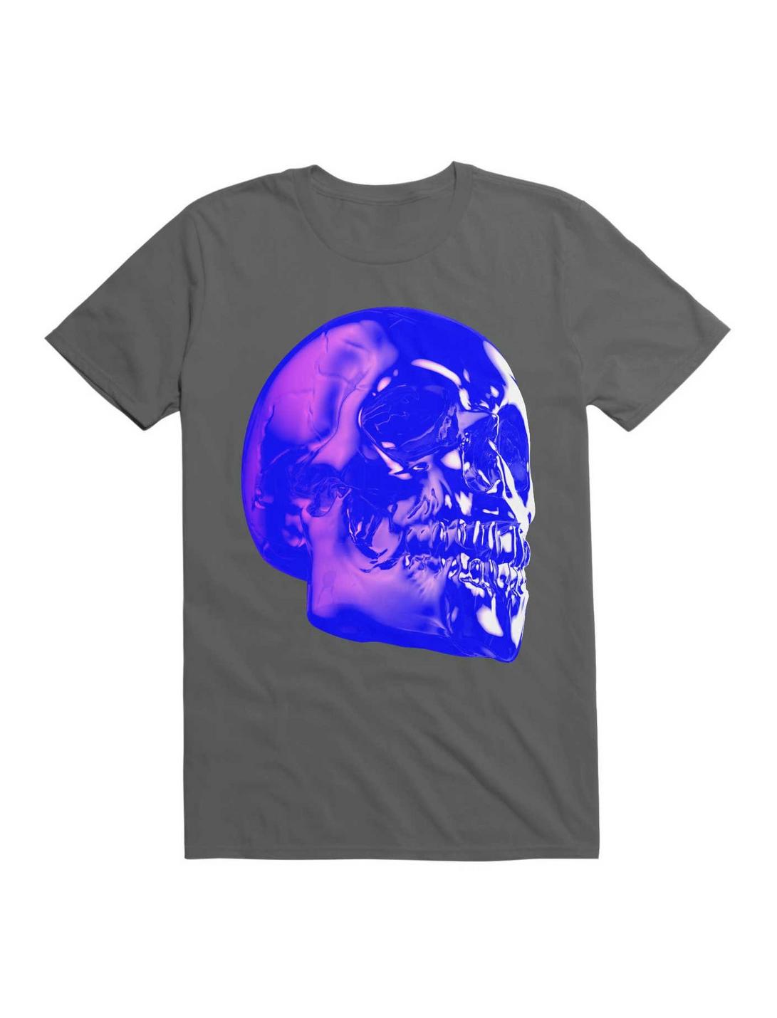 Skull Horror Synthwave Undead Skull 3D T-Shirt, CHARCOAL, hi-res