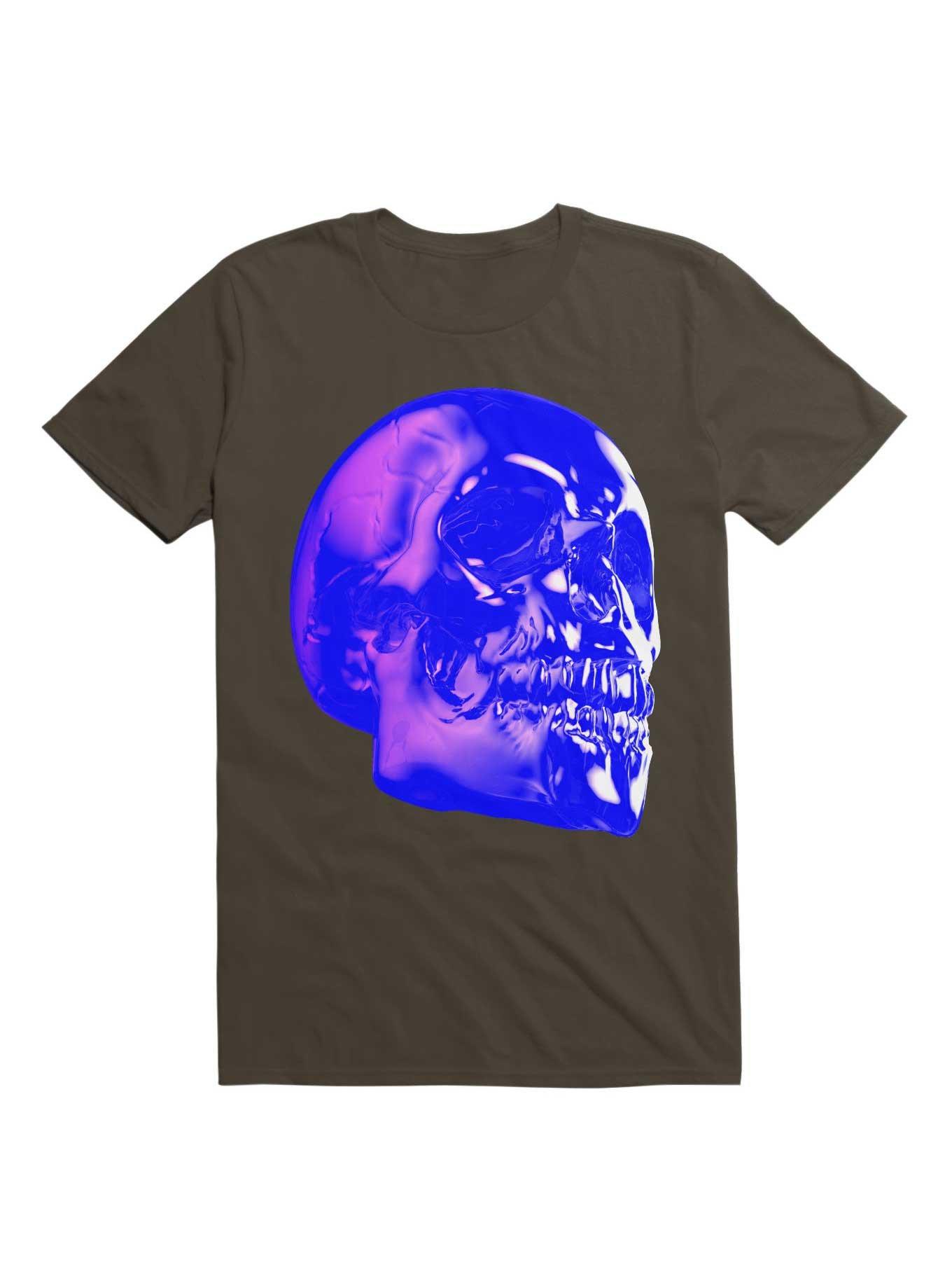 Skull Horror Synthwave Undead Skull 3D T-Shirt, DARK CHOCOLATE, hi-res