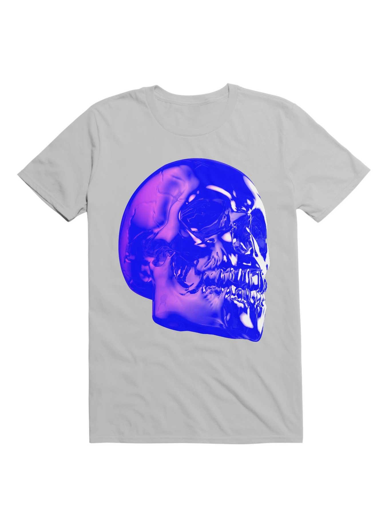 Skull Horror Synthwave Undead Skull 3D T-Shirt, ICE GREY, hi-res
