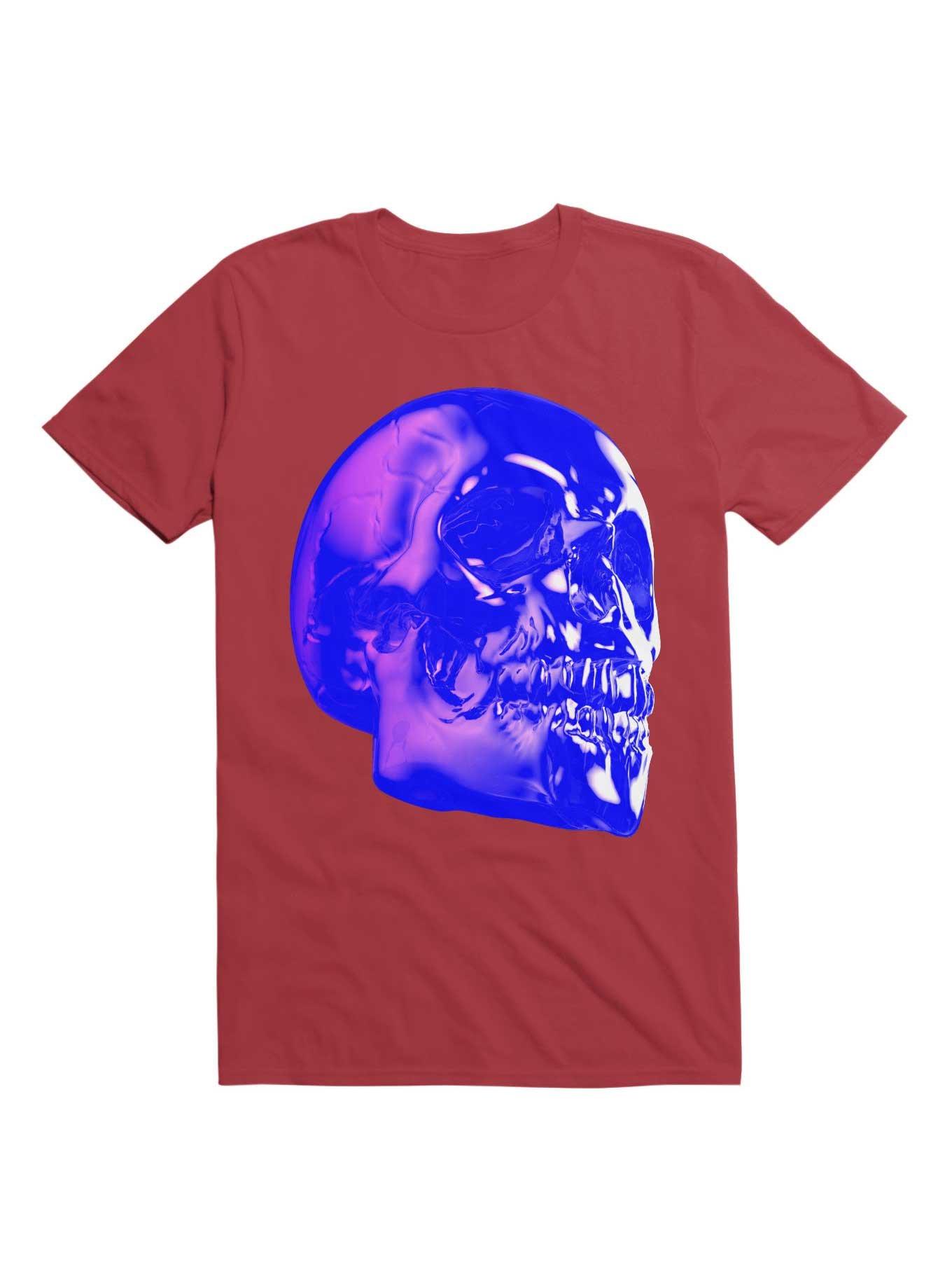 Skull Horror Synthwave Undead Skull 3D T-Shirt, RED, hi-res