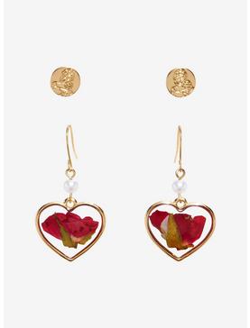 Disney Beauty And The Beast Dried Rose Earring Set, , hi-res