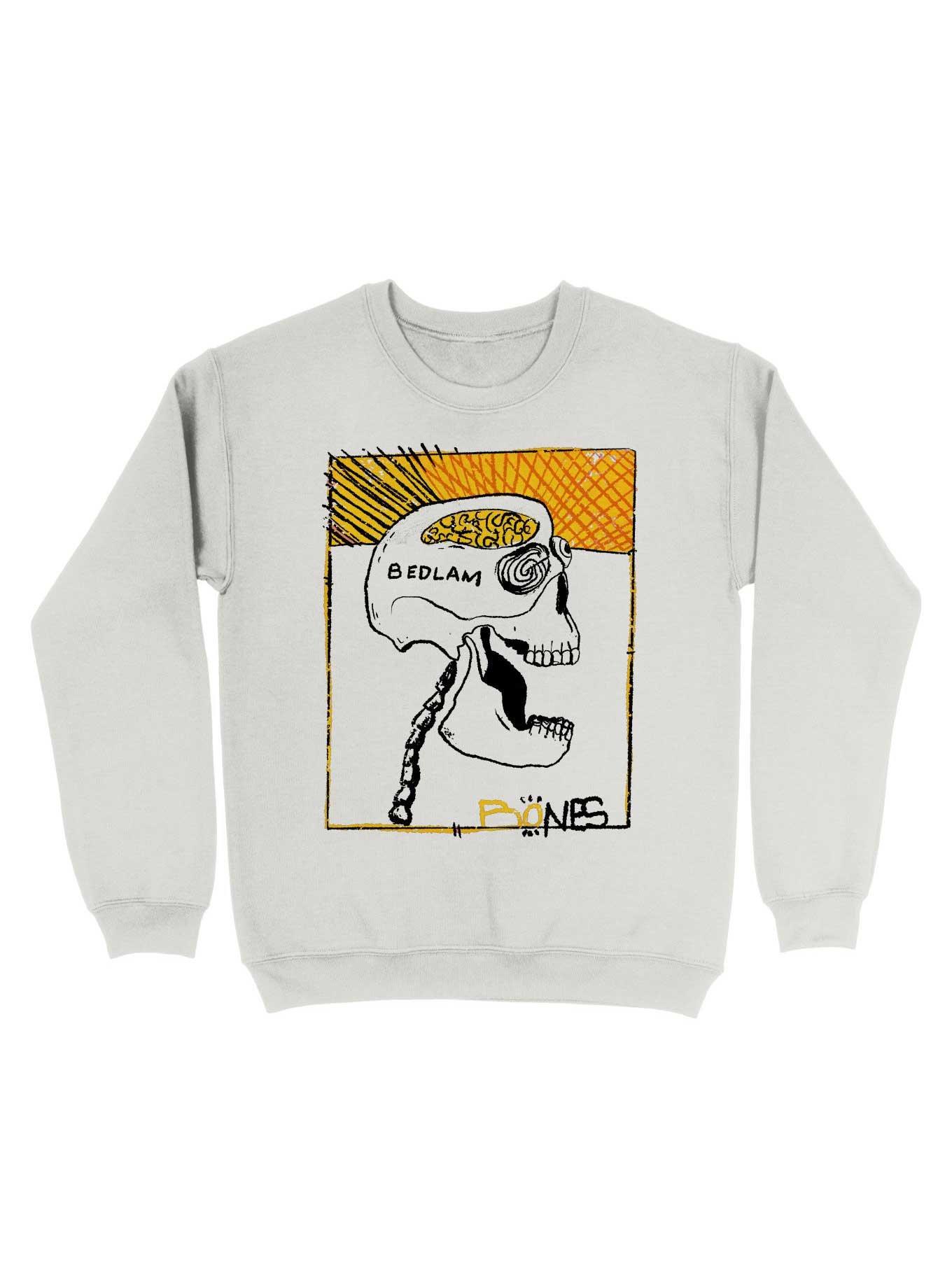 Bedlam Bones Brain Sweatshirt, WHITE, hi-res