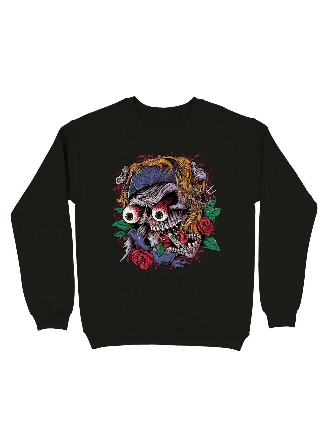 Rock Skull Sweatshirt, BLACK, hi-res