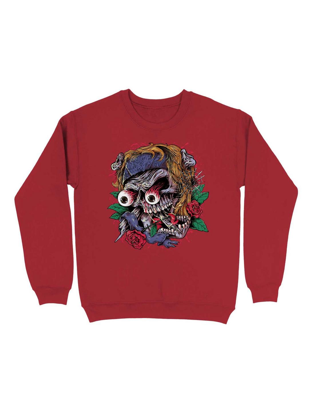 Rock Skull Sweatshirt, RED, hi-res