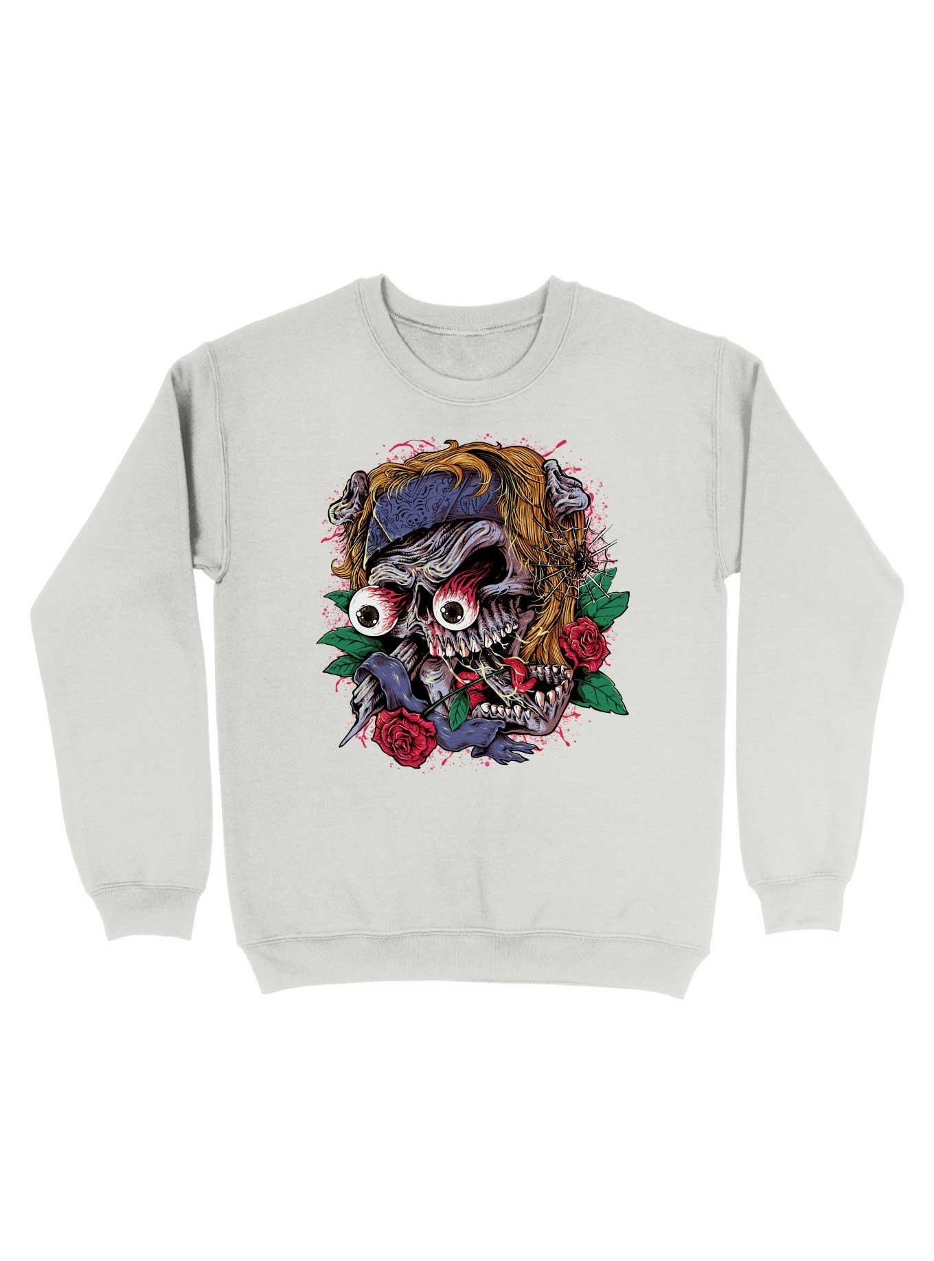 Rock Skull Sweatshirt, WHITE, hi-res