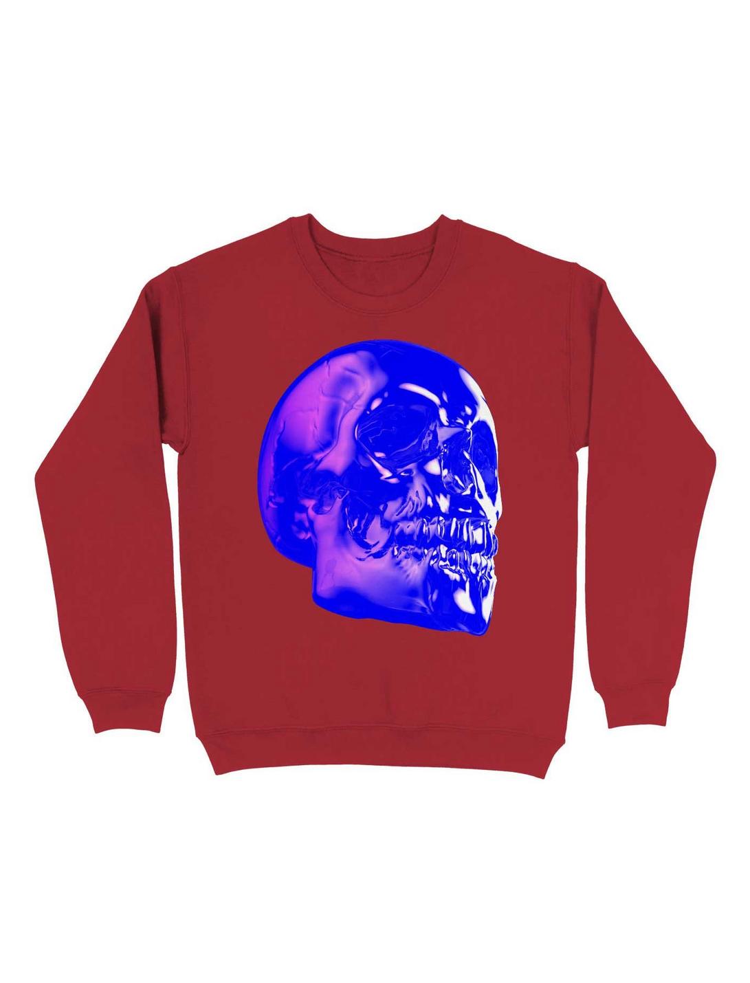 Skull Horror Synthwave Undead Skull 3D Sweatshirt, RED, hi-res