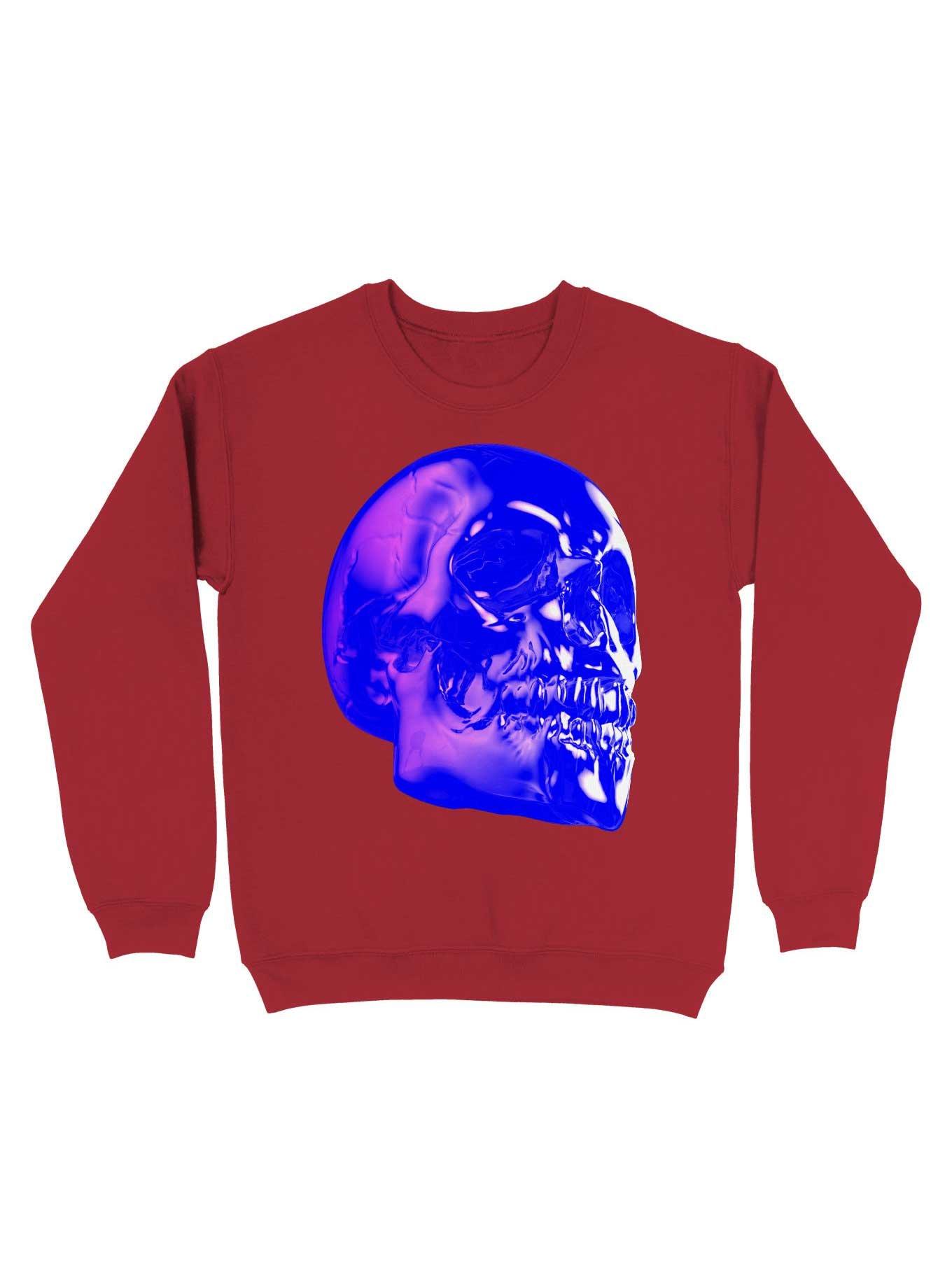 Skull Horror Synthwave Undead Skull 3D Sweatshirt, RED, hi-res