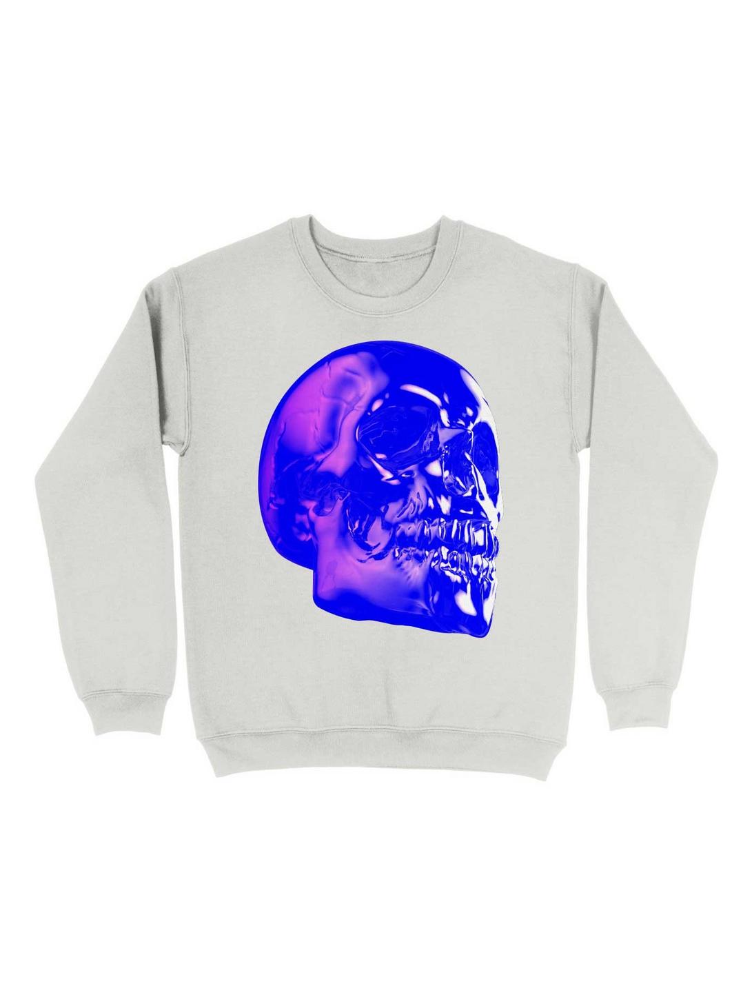 Skull Horror Synthwave Undead Skull 3D Sweatshirt, WHITE, hi-res