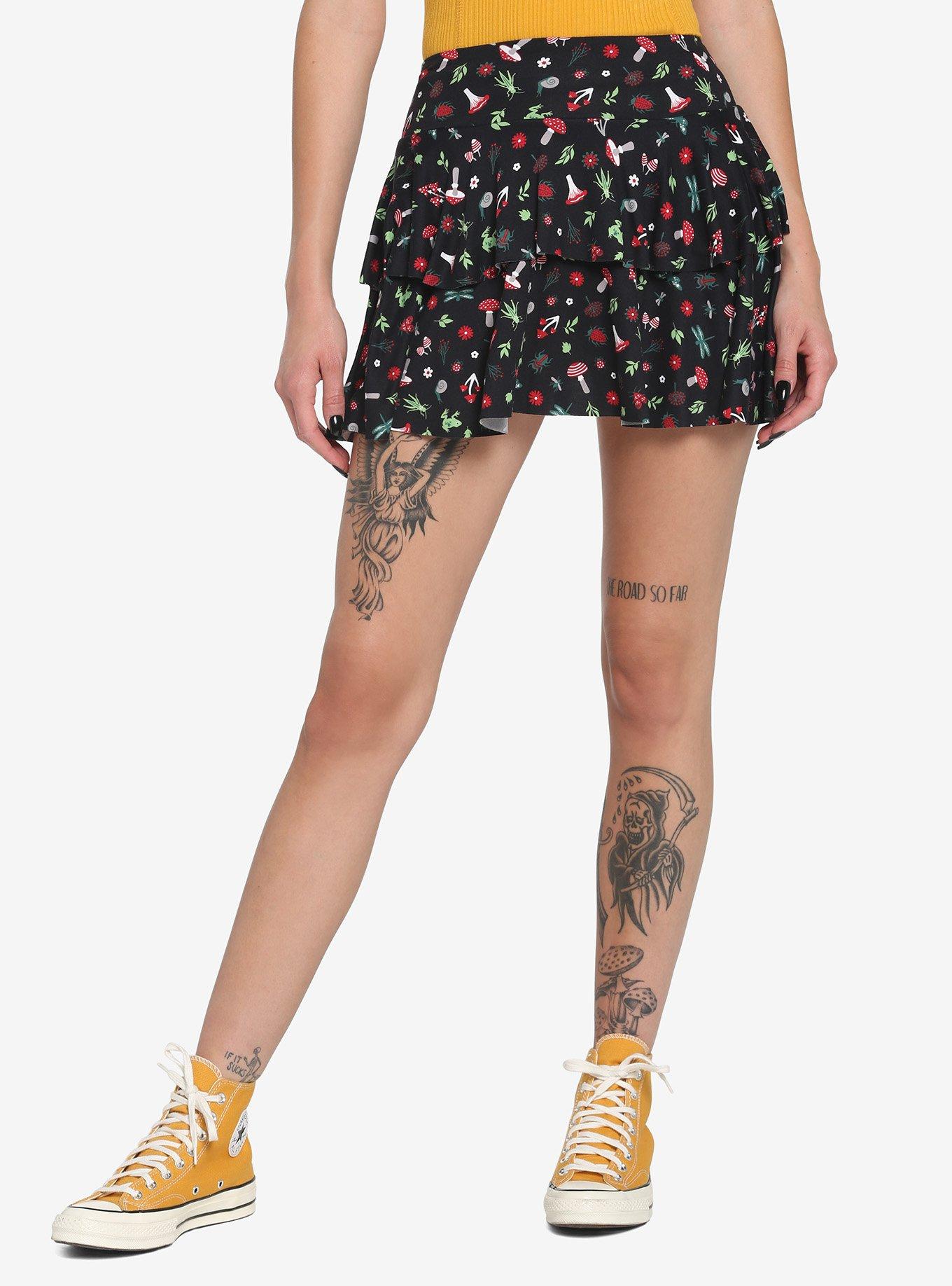 Mushrooms & Bugs Tiered Skirt, MULTI, hi-res