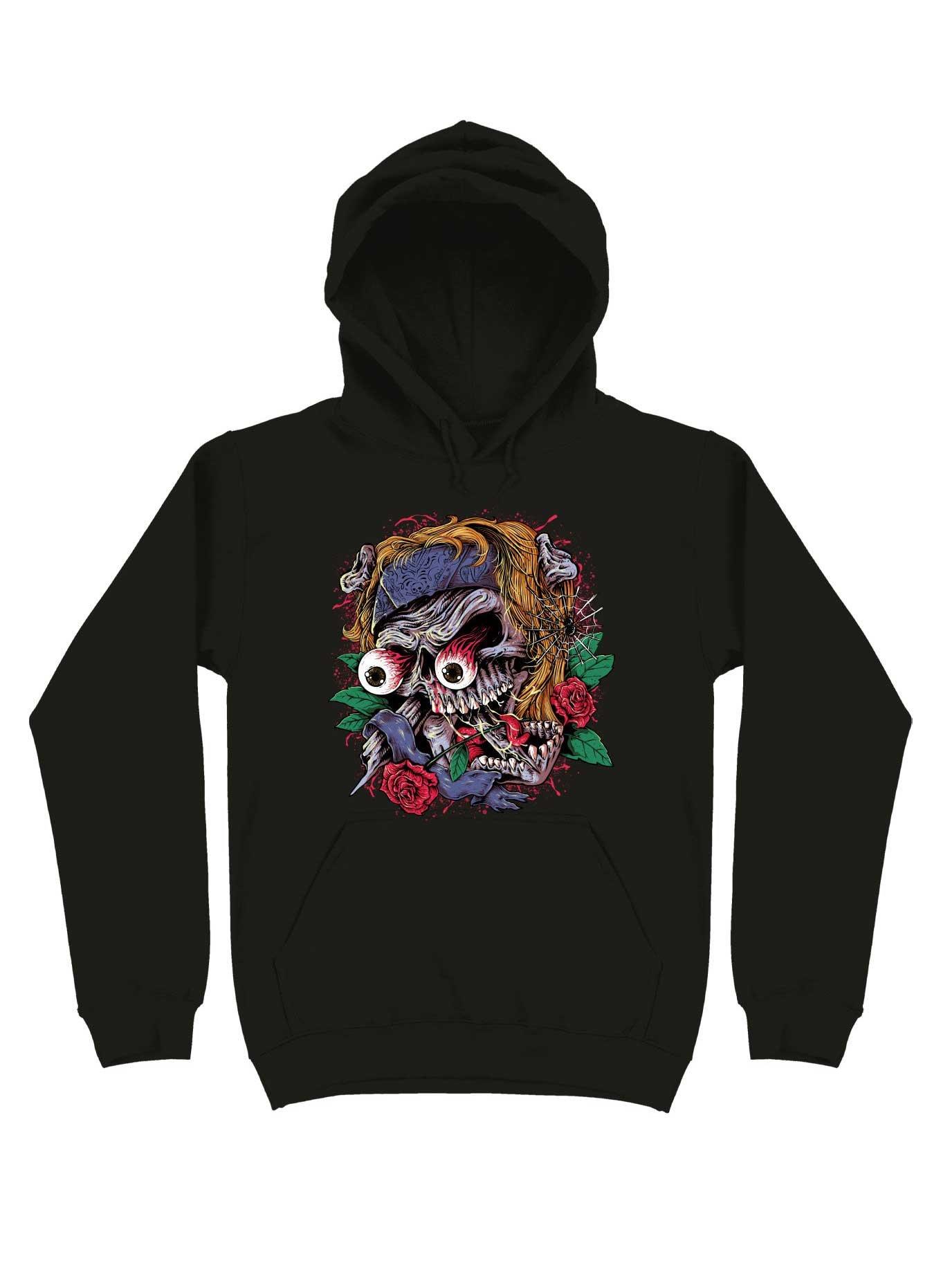 Rock Skull Hoodie, BLACK, hi-res