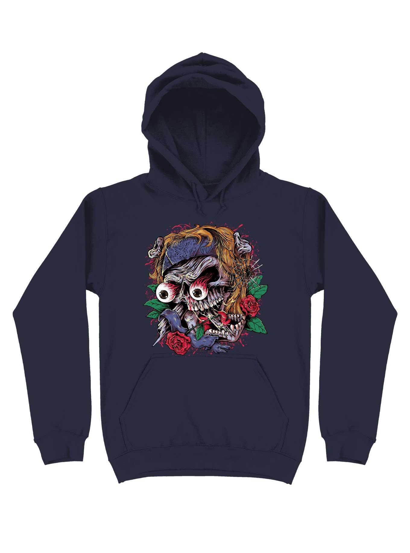 Rock Skull Hoodie, NAVY, hi-res