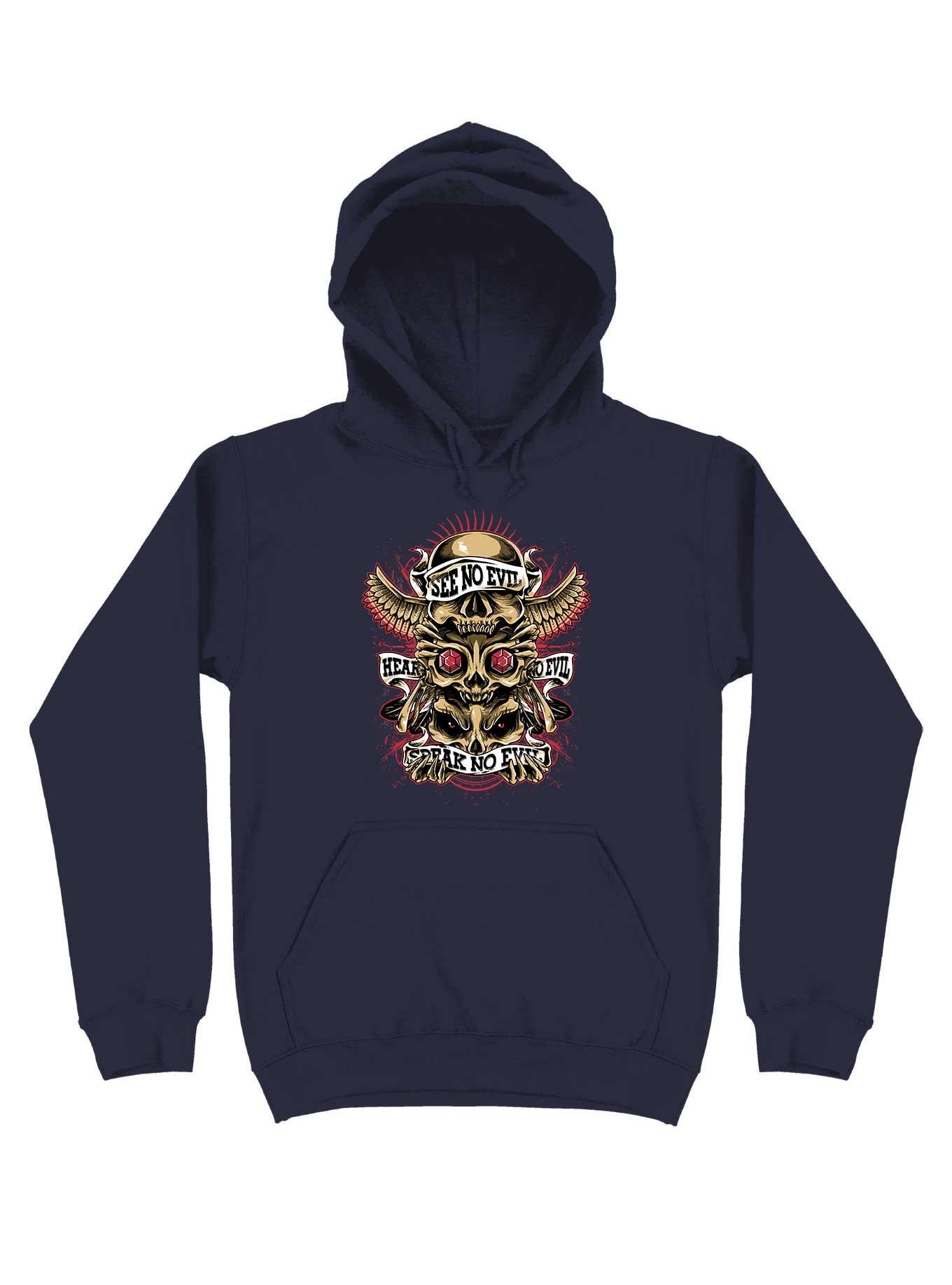 Skull Totem Hoodie, NAVY, hi-res