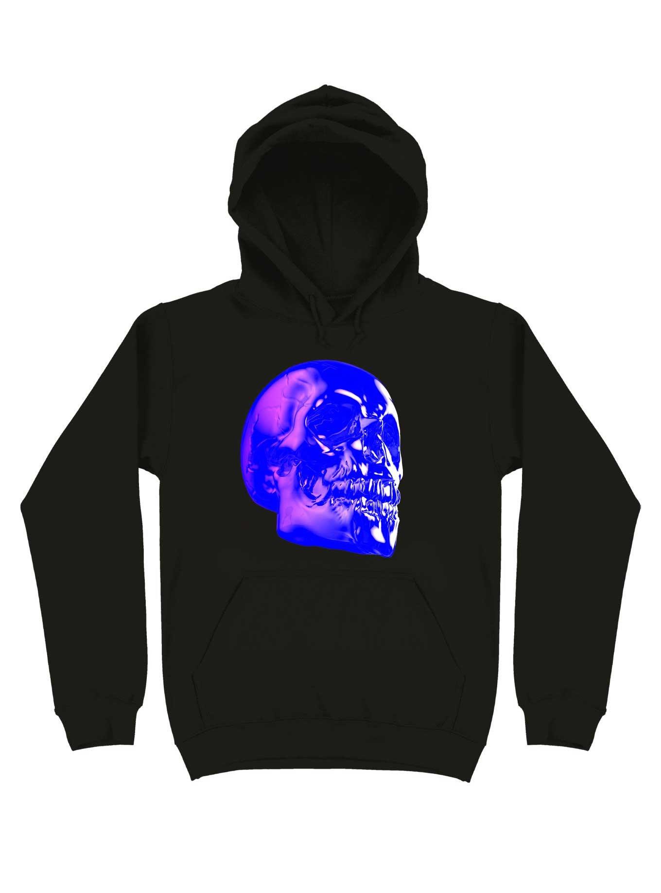 Skull Horror Synthwave Undead Skull 3D Hoodie, BLACK, hi-res