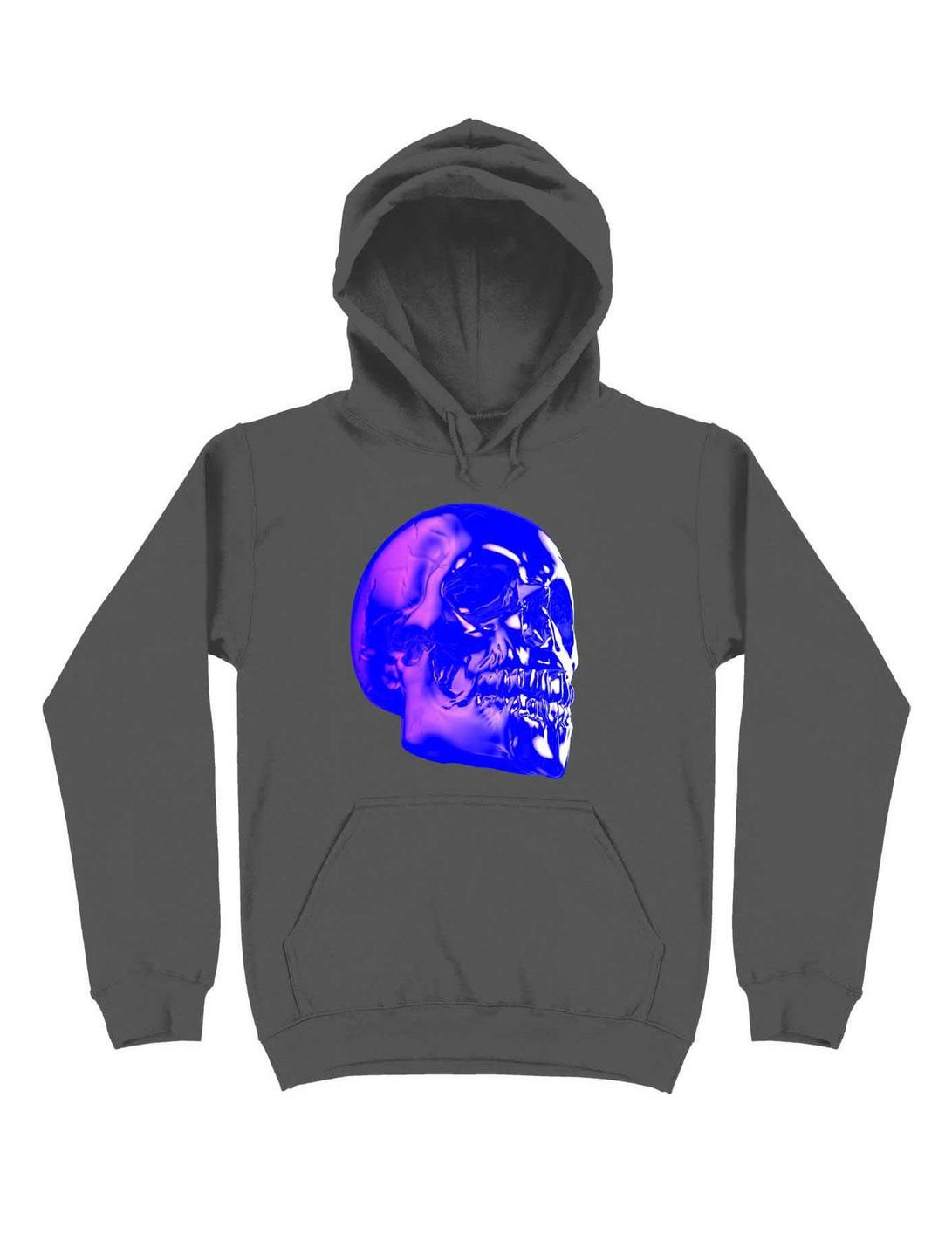 Skull Horror Synthwave Undead Skull 3D Hoodie, CHARCOAL, hi-res