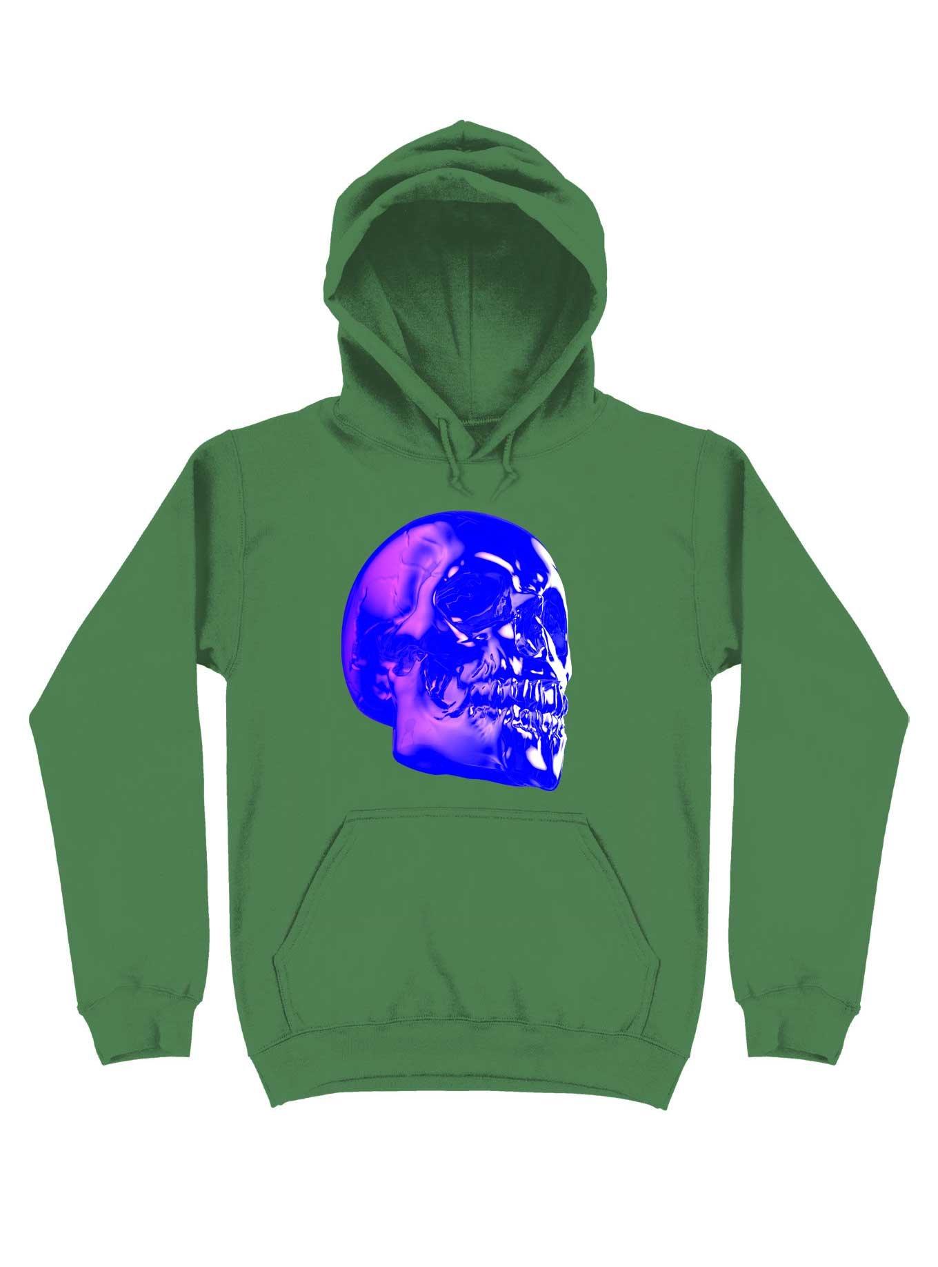 Skull Horror Synthwave Undead Skull 3D Hoodie, IRISH GREEN, hi-res