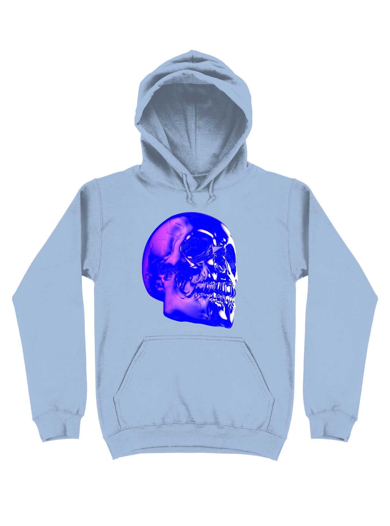 Skull Horror Synthwave Undead Skull 3D Hoodie, LIGHT BLUE, hi-res