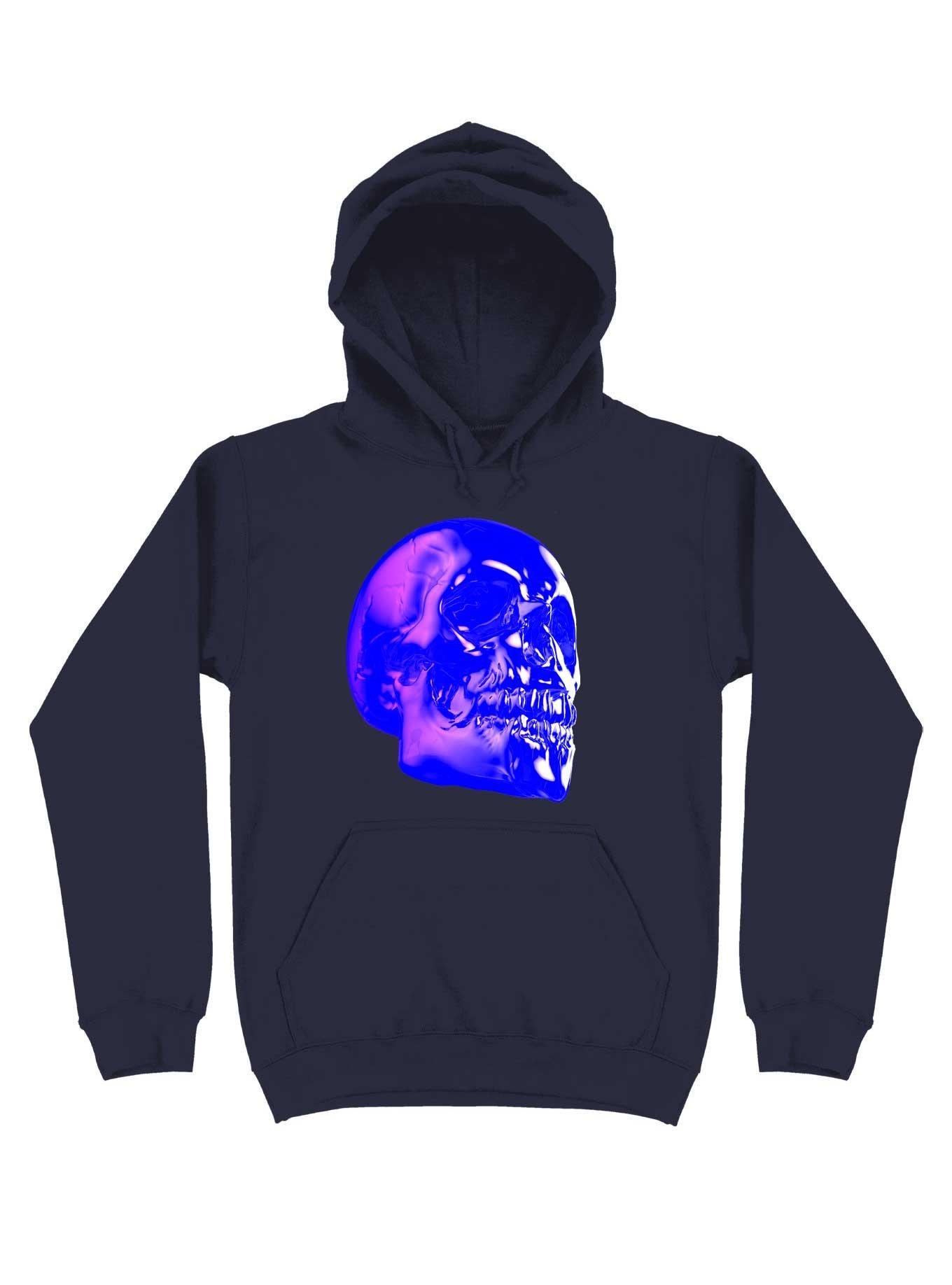 Skull Horror Synthwave Undead Skull 3D Hoodie, NAVY, hi-res