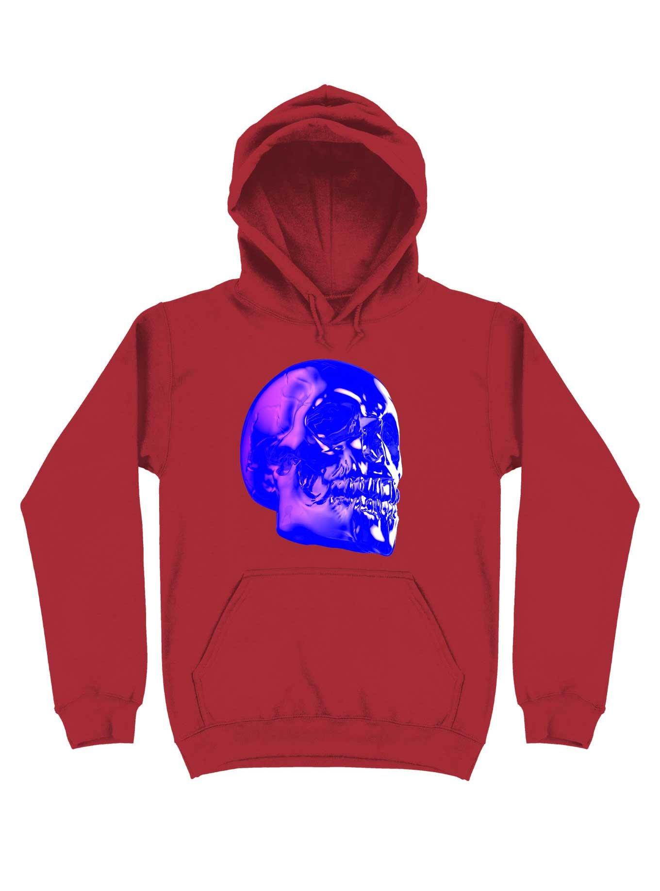 Skull Horror Synthwave Undead Skull 3D Hoodie, RED, hi-res