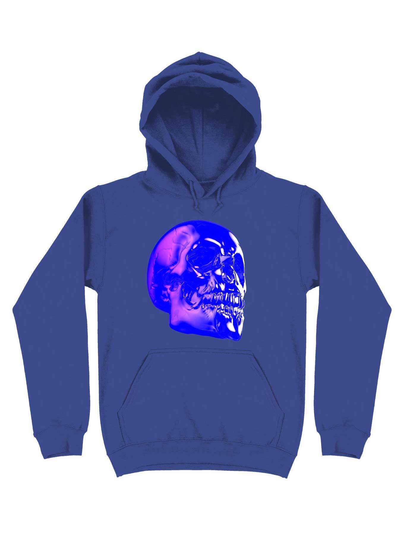 Skull Horror Synthwave Undead Skull 3D Hoodie, ROYAL, hi-res