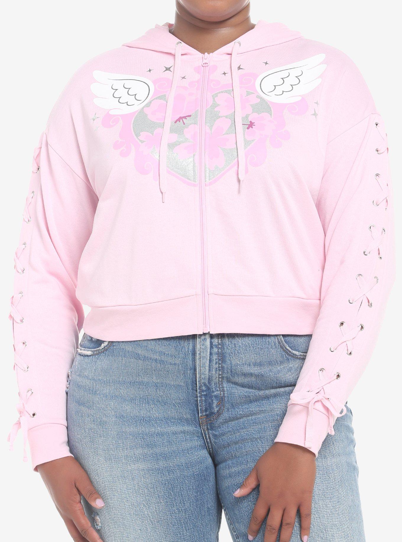 Angel Wings Lace Up Sleeve Girls Hoodie Plus Size Hot Topic