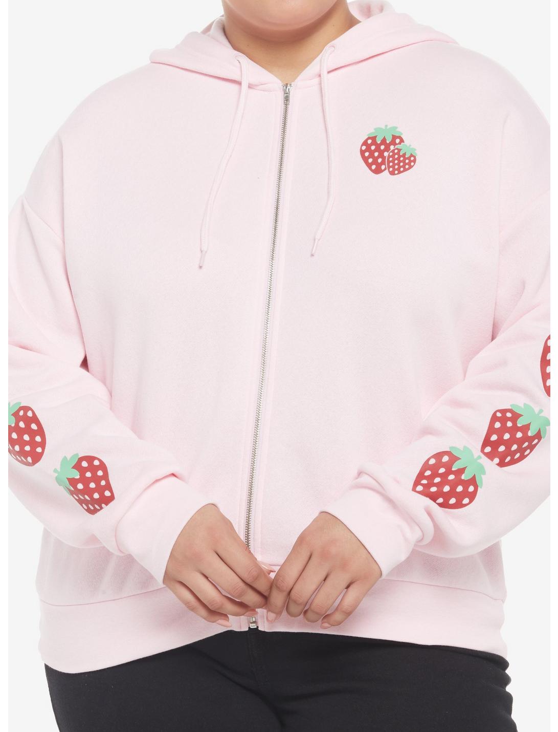 Strawberry Girls Zip-Up Hoodie Plus Size, PINK, hi-res