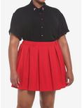 Black Mushroom Heart Girls Woven Button-Up Plus Size, BLACK, hi-res