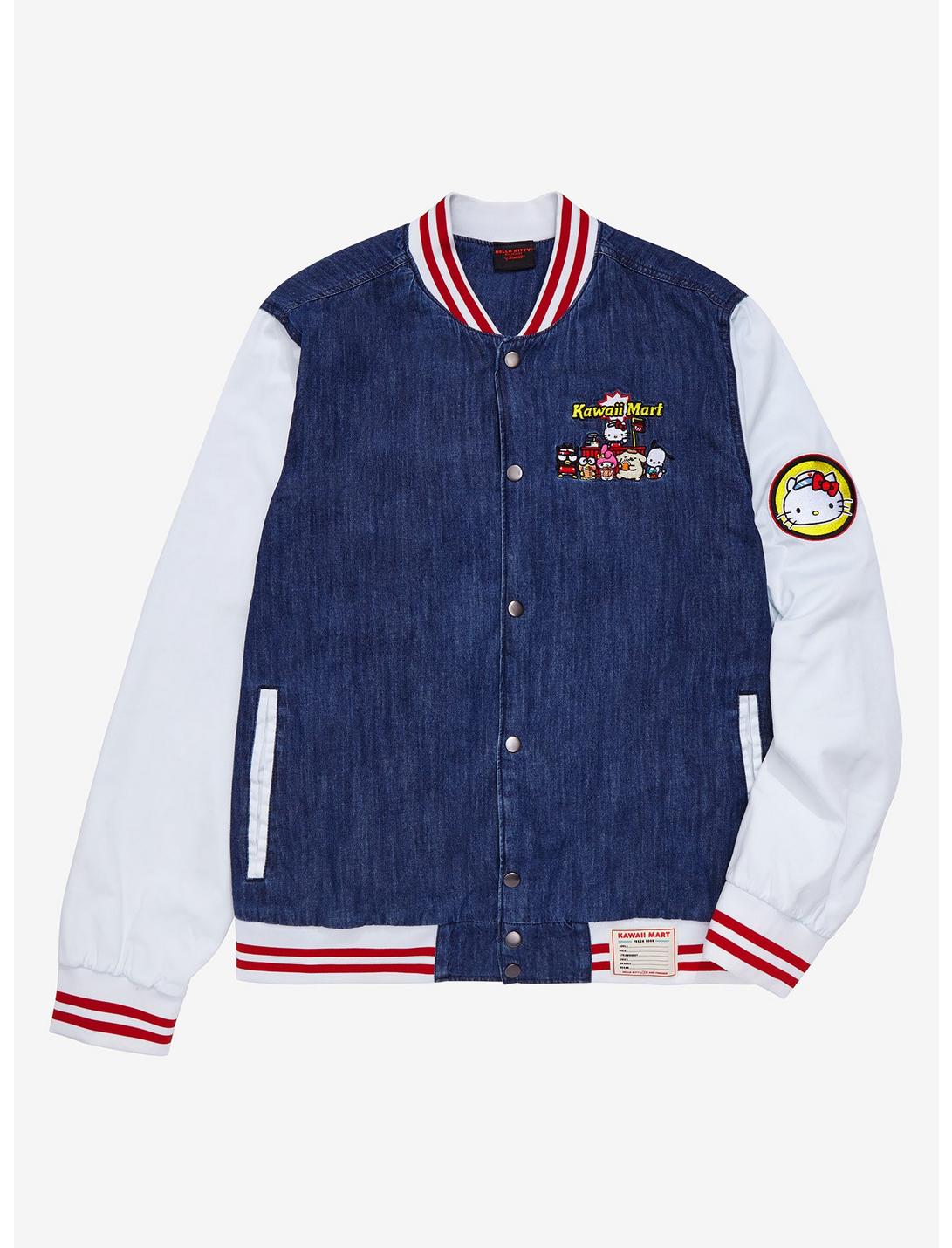 Sanrio Kawaii Mart Denim Varsity Jacket - BoxLunch Exclusive , DENIM, hi-res
