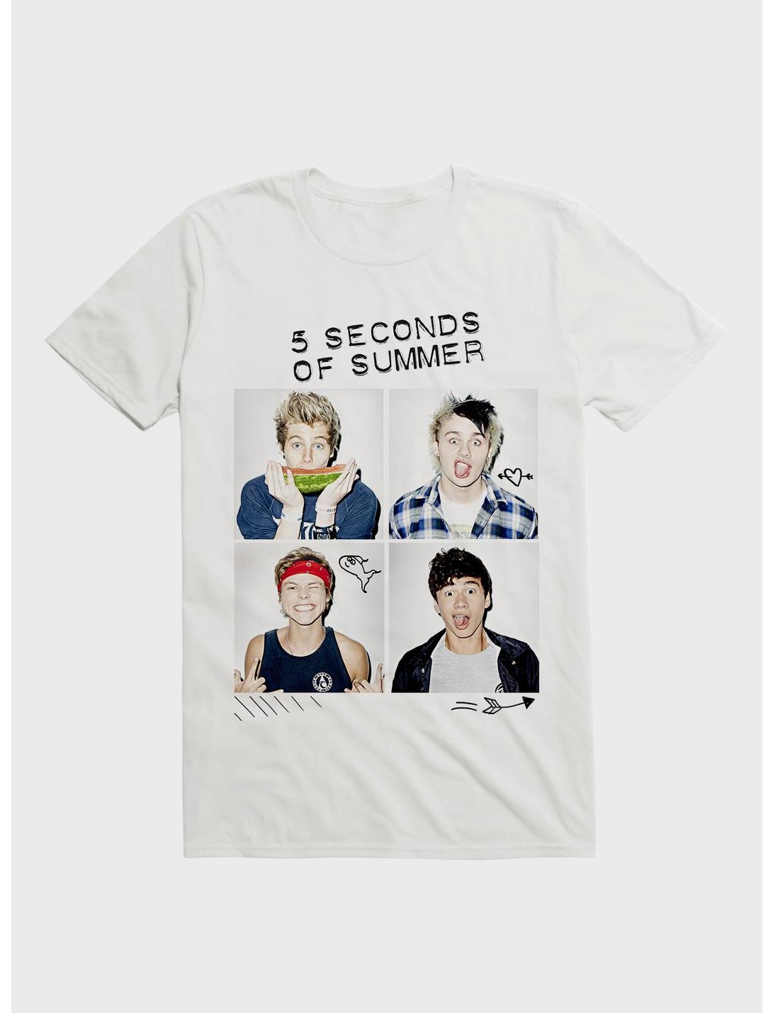 5 Seconds Of Summer Group Squares Boyfriend Fit Girls T-Shirt, WHITE, hi-res