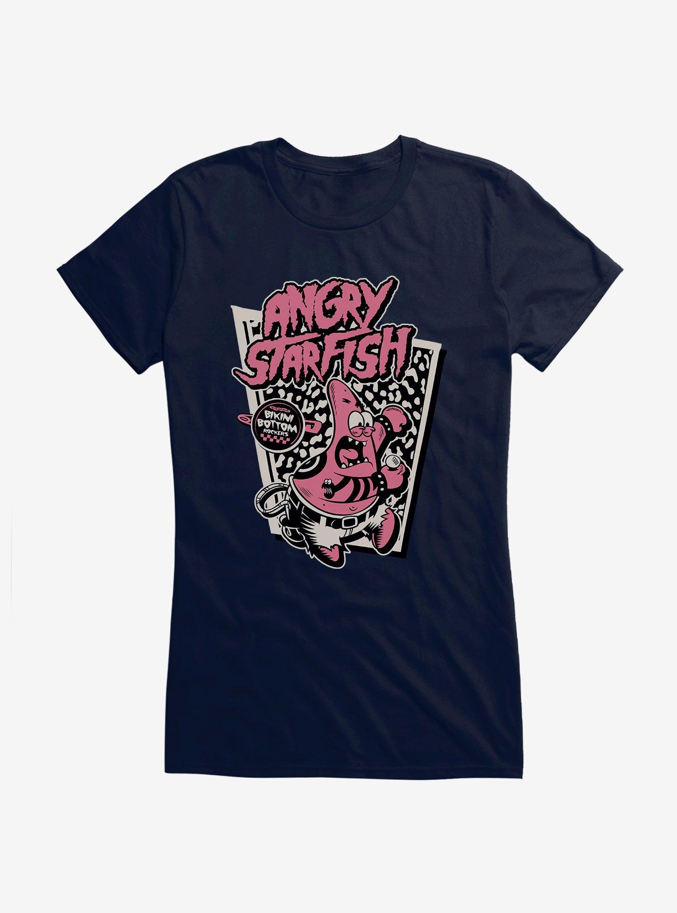SpongeBob SquarePants Punk Angry Starfish Patrick Girls T-Shirt, NAVY, hi-res