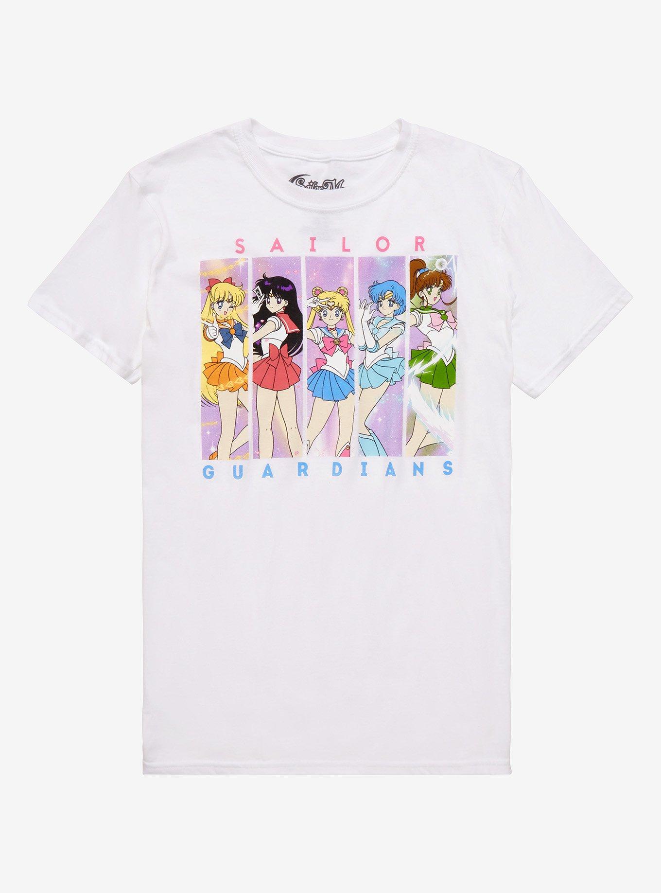 Sailor Moon Group Pastel Panel Boyfriend Fit Girls T-Shirt