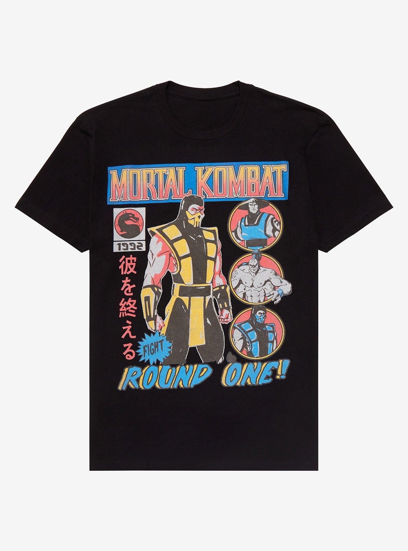 Mortal Kombat Round One T-Shirt - BoxLunch Exclusive, BLACK, hi-res