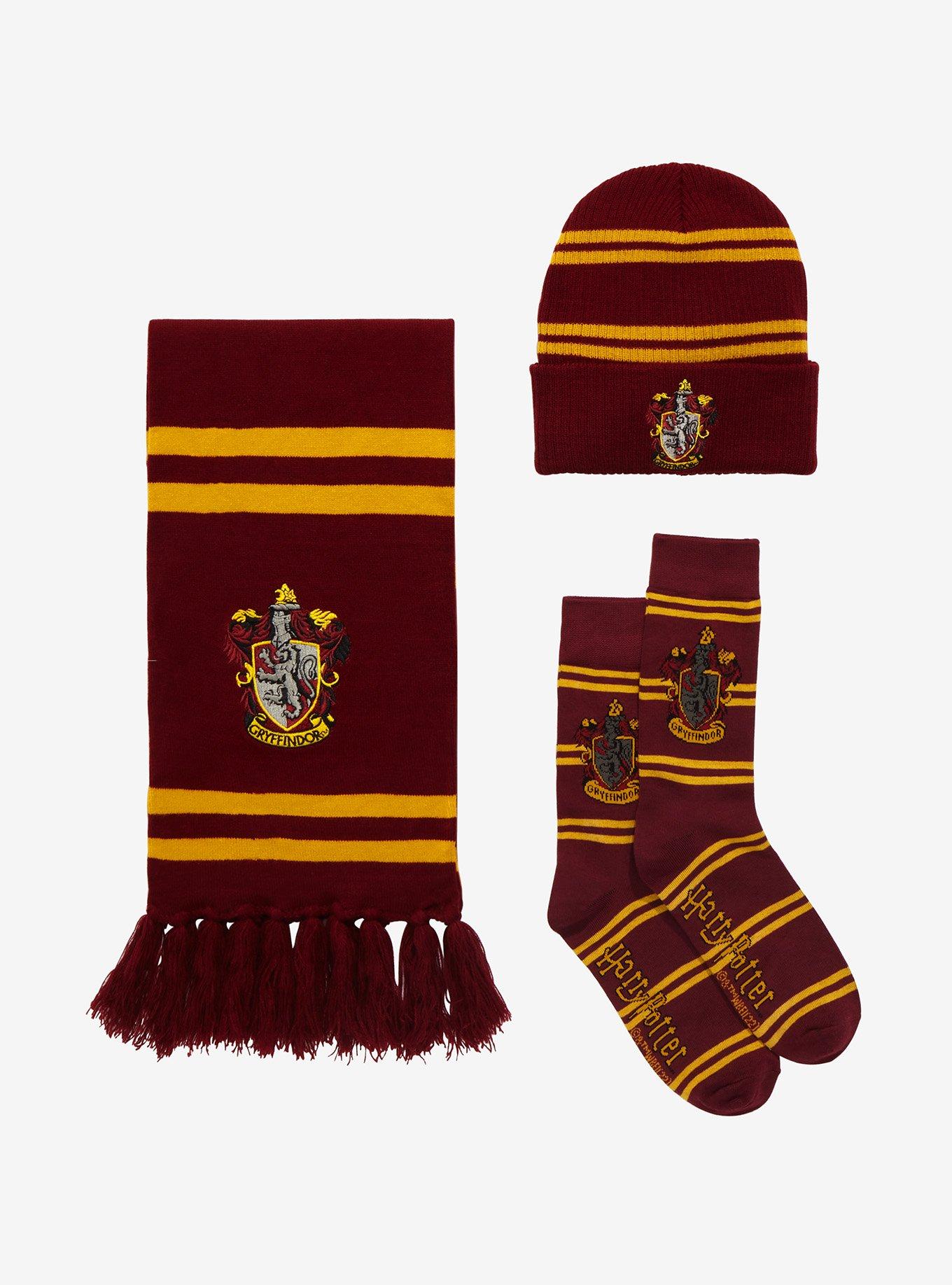 Harry Potter Hogwarts Houses Knit Scarf & Pom Beanie Set  Harry potter  scarf, Harry potter gryffindor scarf, Gryffindor scarf