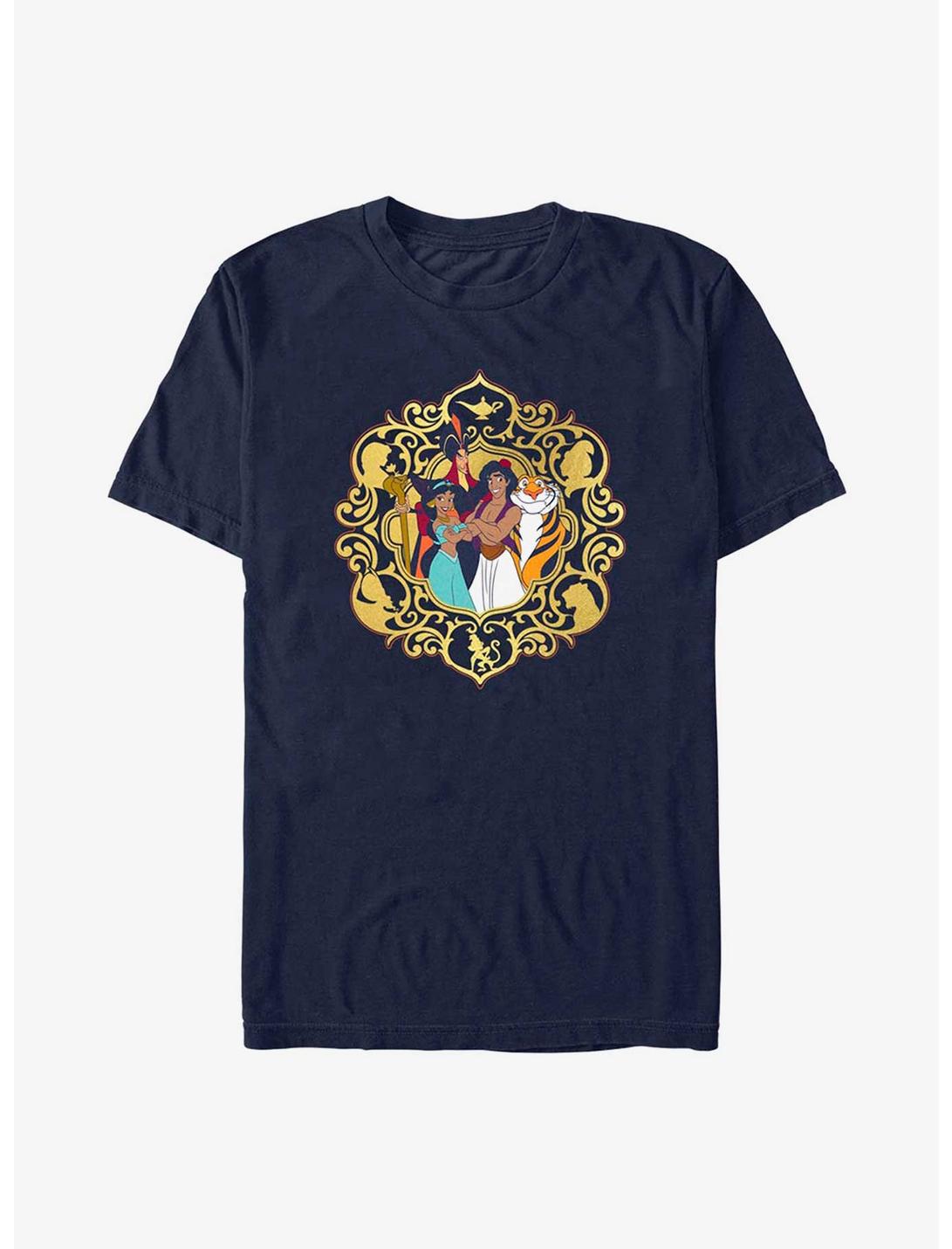 Disney Aladdin 30th Anniversary Group Together Framed T-Shirt, NAVY, hi-res