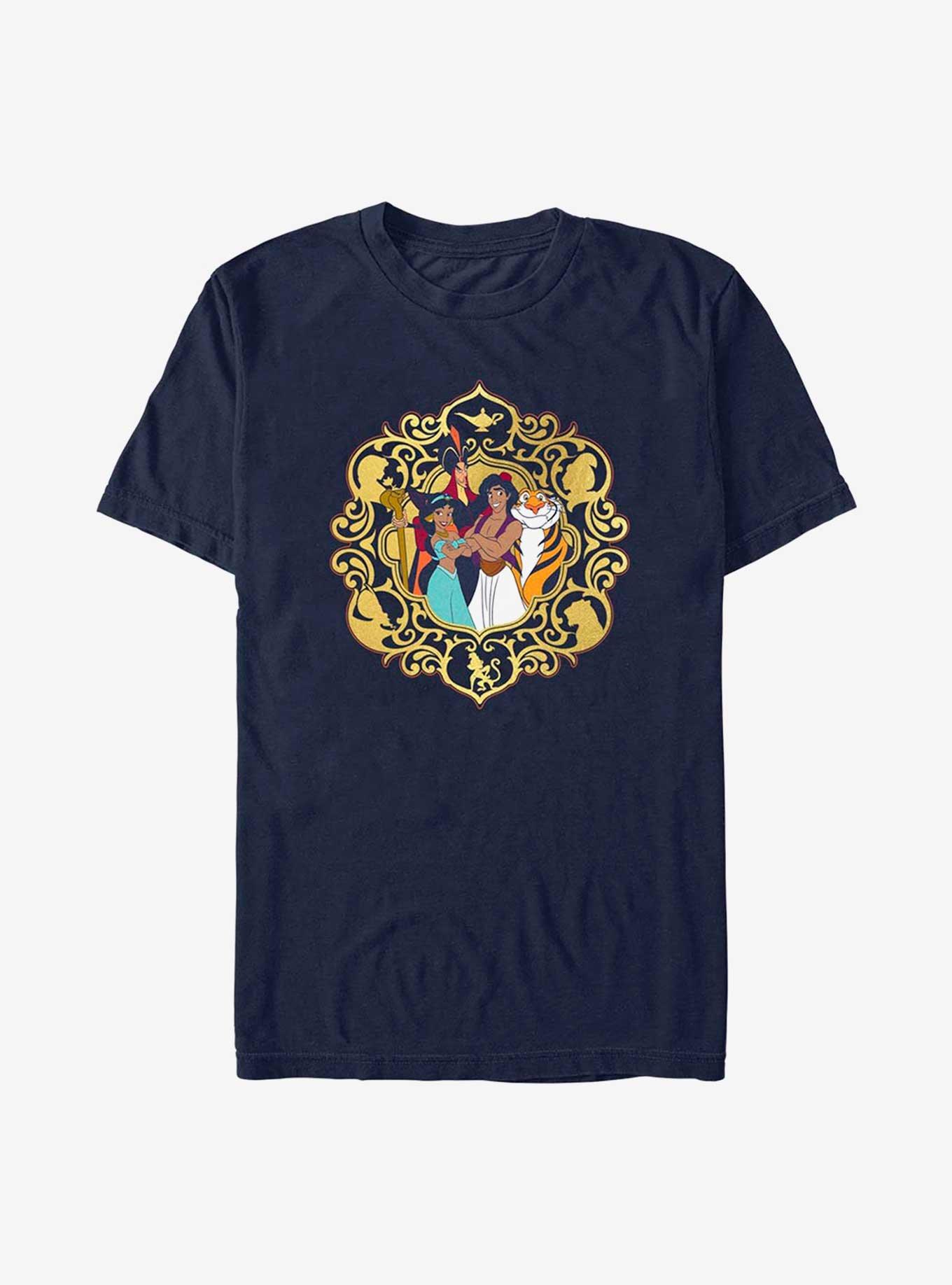 Disney Aladdin 30th Anniversary Group Together Framed T-Shirt, NAVY, hi-res